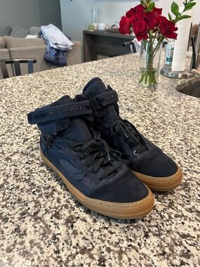 Burberry Navy High-Top Sneakers with Gum Outsole